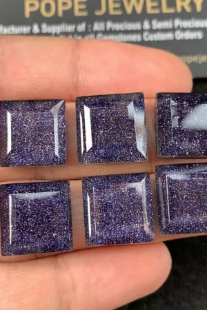 Natural Blue Sandstone & Doublet Gemstone Step Cut Cushion Shape Cabochon High Quality Loose Gemstones For Jewelry Making 14 MM Size 6 Pcs SM 24530