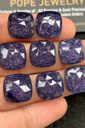 Natural Blue Sandstone & Doublet Gemstone Rose Cut Cushion Shape Cabochon High Quality Loose Gemstones For Jewelry Making 14 MM Size 8 Pcs SM 24533