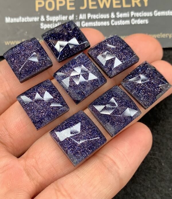 Natural Blue Sandstone & Doublet Gemstone Rose Cut Cushion Shape Cabochon High Quality Loose Gemstones For Jewelry Making 14 MM Size 8 Pcs SM 24534 - Image 2