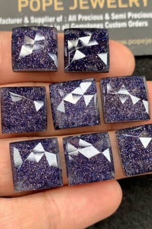 Natural Blue Sandstone & Doublet Gemstone Rose Cut Cushion Shape Cabochon High Quality Loose Gemstones For Jewelry Making 14 MM Size 8 Pcs SM 24534