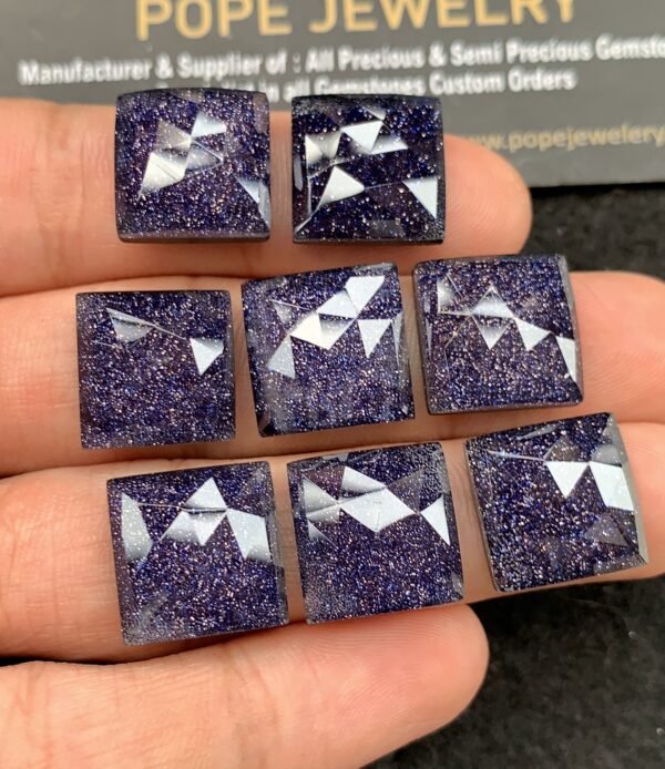 Natural Blue Sandstone & Doublet Gemstone Rose Cut Cushion Shape Cabochon High Quality Loose Gemstones For Jewelry Making 14 MM Size 8 Pcs SM 24534