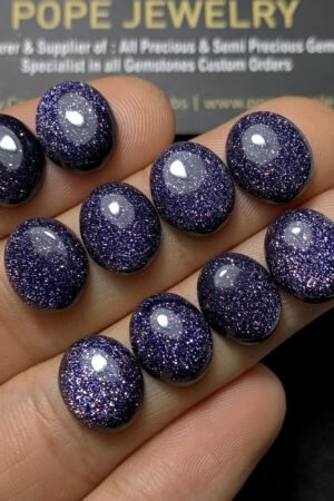 Natural Blue Sandstone Gemstone Smooth Oval Shape Cabochon High Quality Loose Gemstones For Jewelry Making 10x12 MM Size 10 Pcs SM 24541