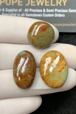 Natural American Turquoise Gemstone Smooth Mix Cabochon High Quality Loose Gemstones For Jewelry Making 16-22 MM Size 3 Pcs SM24570