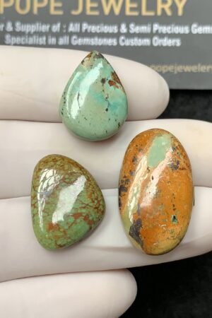 Natural American Turquoise Gemstone Smooth Mix Cabochon High Quality Loose Gemstones For Jewelry Making 18-25 MM Size 3 Pcs SM24571
