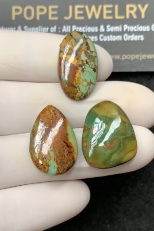 Natural American Turquoise Gemstone Smooth Mix Cabochon High Quality Loose Gemstones For Jewelry Making 20-21 MM Size 3 Pcs SM24572