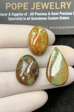 Natural American Turquoise Gemstone Smooth Mix Cabochon High Quality Loose Gemstones For Jewelry Making 20-26 MM Size 3 Pcs SM24578