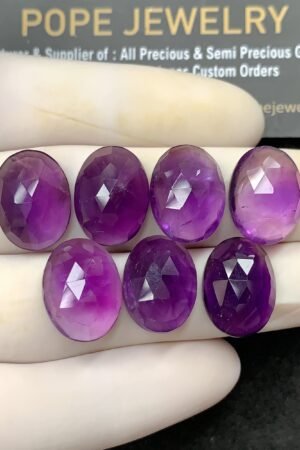 Natural Amethyst Gemstone Rose Cut Oval Cabochon High Quality Loose Gemstones For Jewelry Making 12x16 MM Size 7 Pcs SM24582