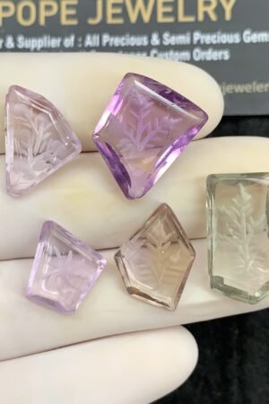 Natural Amethyst Gemstone Hand Carved Fancy Cabochon High Quality Loose Gemstones For Jewelry Making 15-21 MM Size 5 Pcs SM24588
