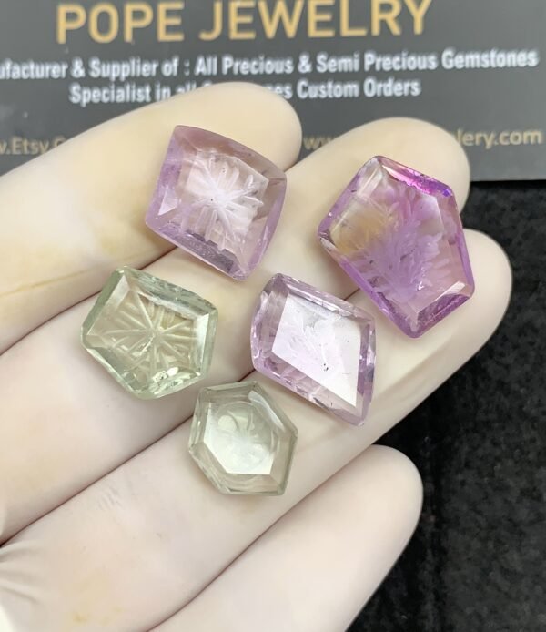 Natural Amethyst Gemstone Hand Carved Fancy Cabochon High Quality Loose Gemstones For Jewelry Making 16-20 MM Size 5 Pcs SM24589 - Image 2