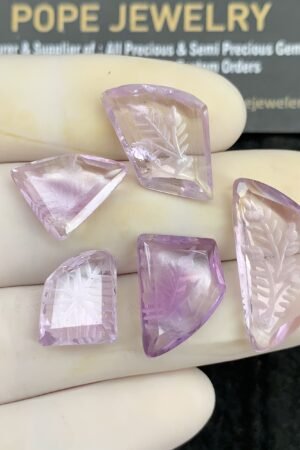 Natural Amethyst Gemstone Hand Carved Fancy Cabochon High Quality Loose Gemstones For Jewelry Making 16-24 MM Size 5 Pcs SM24591