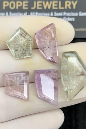 Natural Amethyst Gemstone Hand Carved Fancy Cabochon High Quality Loose Gemstones For Jewelry Making 14-23 MM Size 5 Pcs SM24592