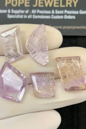 Natural Amethyst Gemstone Hand Carved Fancy Cabochon High Quality Loose Gemstones For Jewelry Making 16-21 MM Size 5 Pcs SM24595