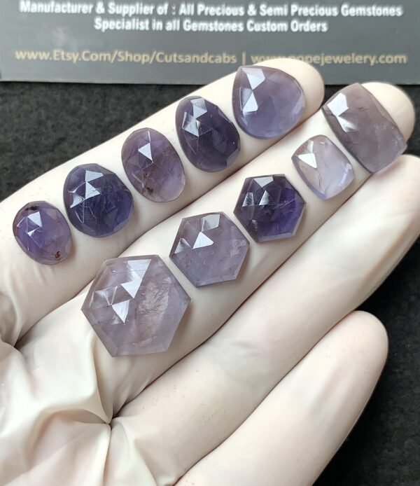 Natural Iolite Gemstone Rose Cut Mix Shape Cabochon High Quality Loose Gemstones For Jewelry Making 11-15 MM Size 10 Pcs V2763 - Image 2