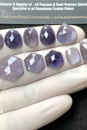 Natural Iolite Gemstone Rose Cut Mix Shape Cabochon High Quality Loose Gemstones For Jewelry Making 11-15 MM Size 10 Pcs V2763