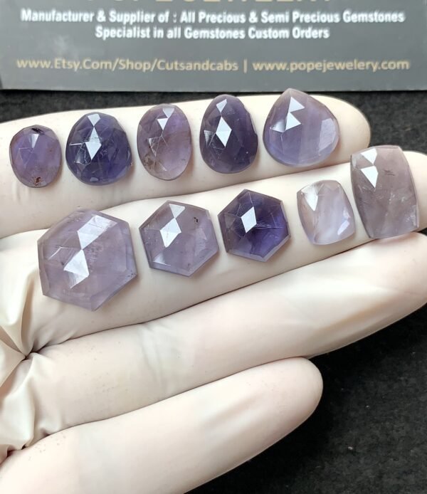 Natural Iolite Gemstone Rose Cut Mix Shape Cabochon High Quality Loose Gemstones For Jewelry Making 11-15 MM Size 10 Pcs V2763