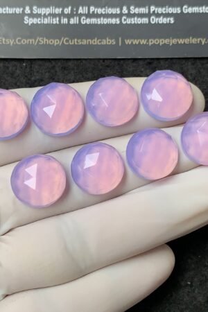 Natural Lavender Quartz Gemstone Rose Cut Round Shape Cabochon High Quality Loose Gemstones For Jewelry Making 14 MM Size 8 Pcs V2771