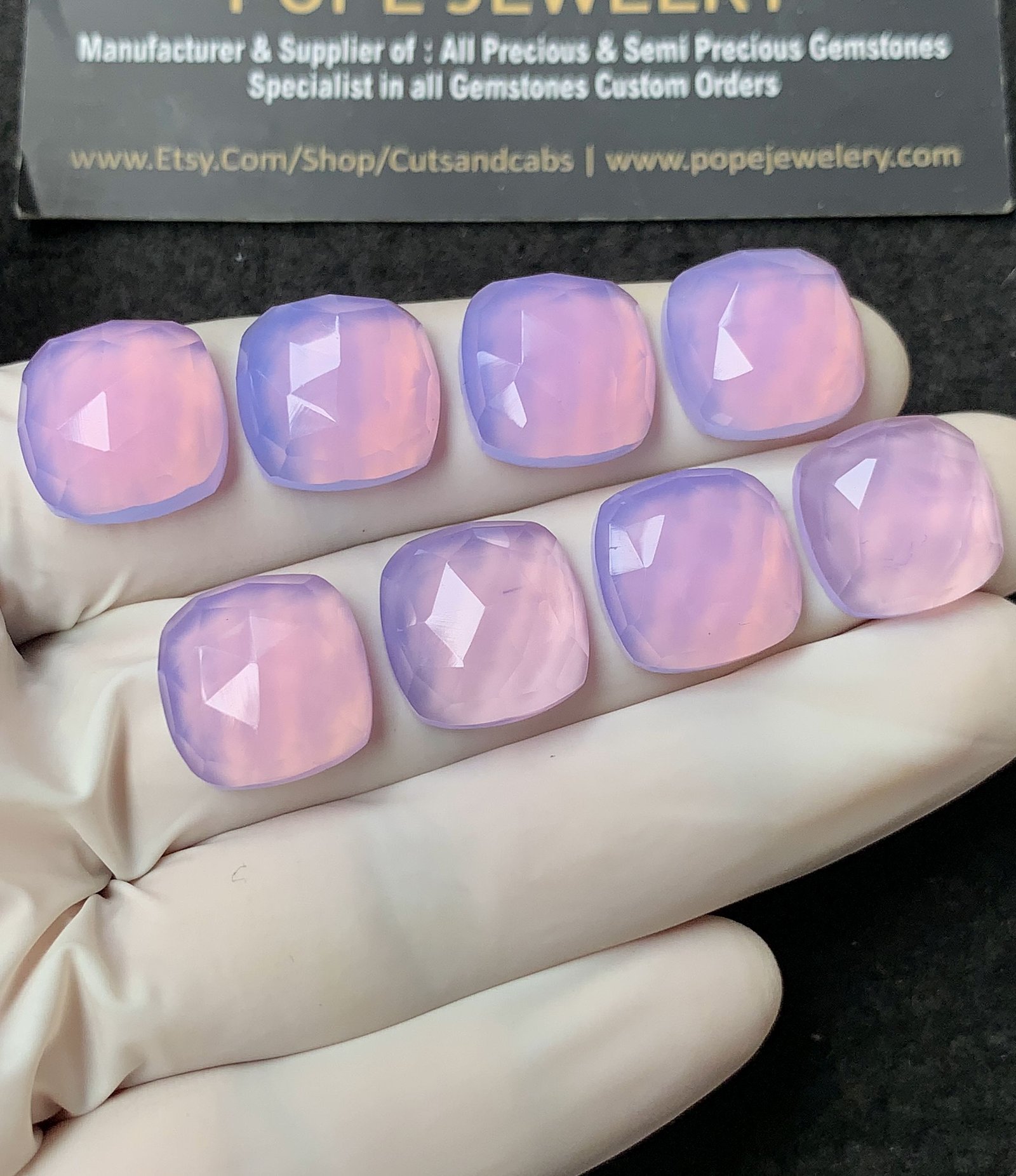 Natural Lavender Quartz Gemstone Rose Cut Cushion Shape Cabochon High Quality Loose Gemstones For Jewelry Making 14 MM Size 8 Pcs V2772