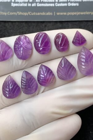 Natural Amethyst Gemstone Hand Carved Mix Shape Cabochon High Quality Loose Gemstones For Jewelry Making 8-16 MM Size 10 Pcs V2774