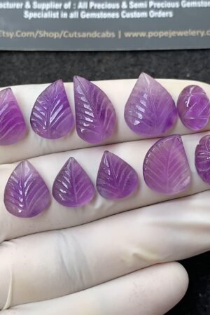 Natural Amethyst Gemstone Hand Carved Mix Shape Cabochon High Quality Loose Gemstones For Jewelry Making 11-17 MM Size 10 Pcs V2776