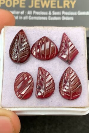 Natural Garnet Gemstone Hand Carved Mix Shape Cabochon High Quality Loose Gemstones For Jewelry Making 12-17 MM Size 6 Pcs SM24614
