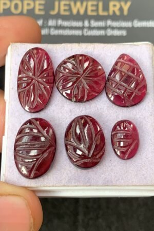 Natural Garnet Gemstone Hand Carved Mix Shape Cabochon High Quality Loose Gemstones For Jewelry Making 10-18 MM Size 6 Pcs SM24615