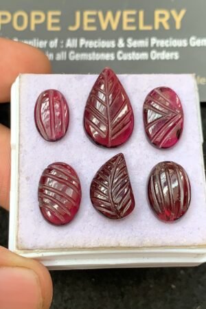 Natural Garnet Gemstone Hand Carved Mix Shape Cabochon High Quality Loose Gemstones For Jewelry Making 12-18 MM Size 6 Pcs SM24616