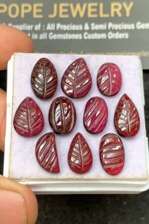 Natural Garnet Gemstone Hand Carved Mix Shape Cabochon High Quality Loose Gemstones For Jewelry Making 11-13 MM Size 10 Pcs SM24617