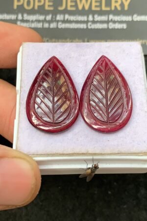 Natural Garnet Gemstone Hand Carved Pear Shape Cabochon High Quality Loose Gemstones For Jewelry Making 16x26 MM Size 1 Pair SM24618