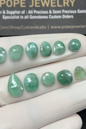 Natural Emerald Gemstone Rose Cut Mix Shape Cabochon High Quality Loose Gemstones For Jewelry Making 7-13 MM Size 12 Pcs V2555