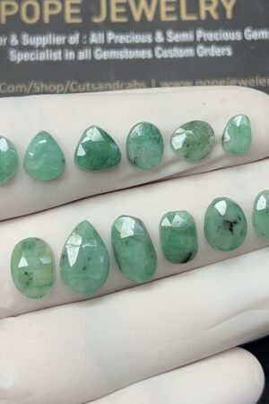 Natural Emerald Gemstone Rose Cut Mix Shape Cabochon High Quality Loose Gemstones For Jewelry Making 7-13 MM Size 12 Pcs V2556