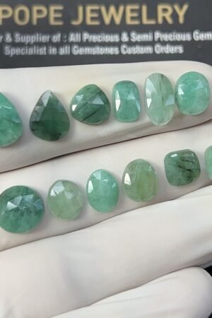 Natural Emerald Gemstone Rose Cut Mix Shape Cabochon High Quality Loose Gemstones For Jewelry Making 7-11 MM Size 12 Pcs V2557