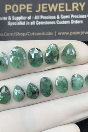 Natural Emerald Gemstone Rose Cut Mix Shape Cabochon High Quality Loose Gemstones For Jewelry Making 7-12 MM Size 12 Pcs V2563