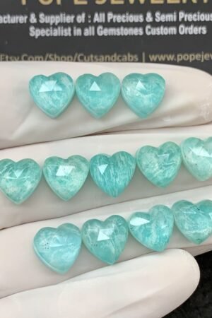 Natural Amazonite Doublet Gemstone Rose Cut Heart Shape Cabochon High Quality Loose Gemstones For Jewelry Making 10 MM Size 12 Pcs SM17569