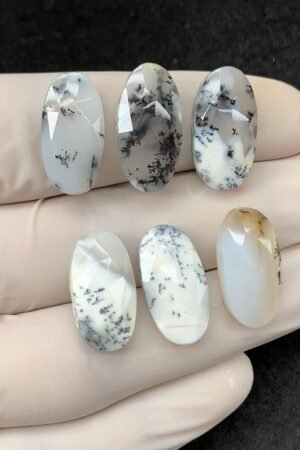 Natural Dendrite opal Gemstone Rose Cut Oval Shape High Quality Loose Gemstones For Jewelry Making 20x10 MM Size 6 Pcs SM2513