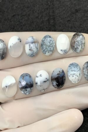Natural Dendrite opal Gemstone Rose Cut Oval Shape High Quality Loose Gemstones For Jewelry Making 12x8 MM Size 12 Pcs SM2516