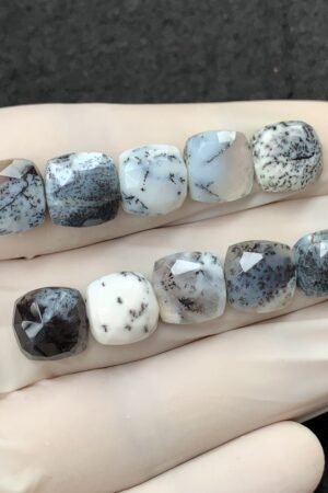 Natural Dendrite Opal Gemstone Rose Cut Cushion Shape Cabochon High Quality Loose Gemstones For Jewelry Making 10 MM Size 10 Pcs SM2521