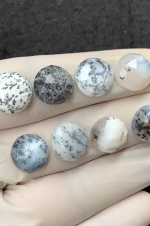 Natural Dendrite Opal Gemstone Rose Cut Round Shape Cabochon High Quality Loose Gemstones For Jewelry Making 12 MM Size 8 Pcs SM2522