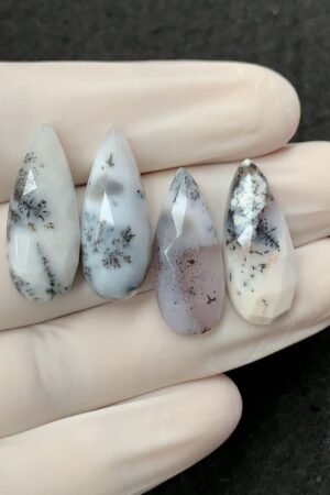 Natural Dendrite Opal Gemstone Rose Cut Pear Shape Cabochon High Quality Loose Gemstones For Jewelry Making 25x10 MM Size 4 Pcs SM2524