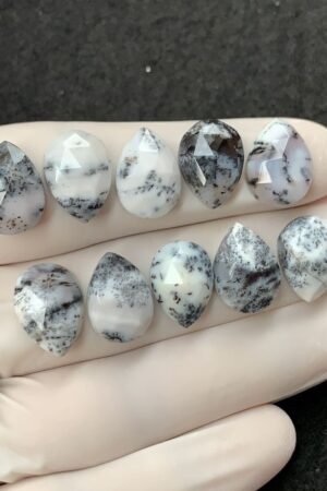 Natural Dendrite Opal Gemstone Rose Cut Pear Shape Cabochon High Quality Loose Gemstones For Jewelry Making 14x10 MM Size 10 Pcs SM2527