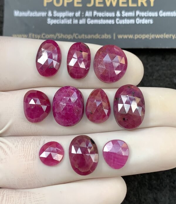 Natural Ruby Gemstone Rose Cut Mix Shape Cabochon High Quality Loose Gemstones For Jewelry Making 8-15 MM Size 10 Pcs V2571