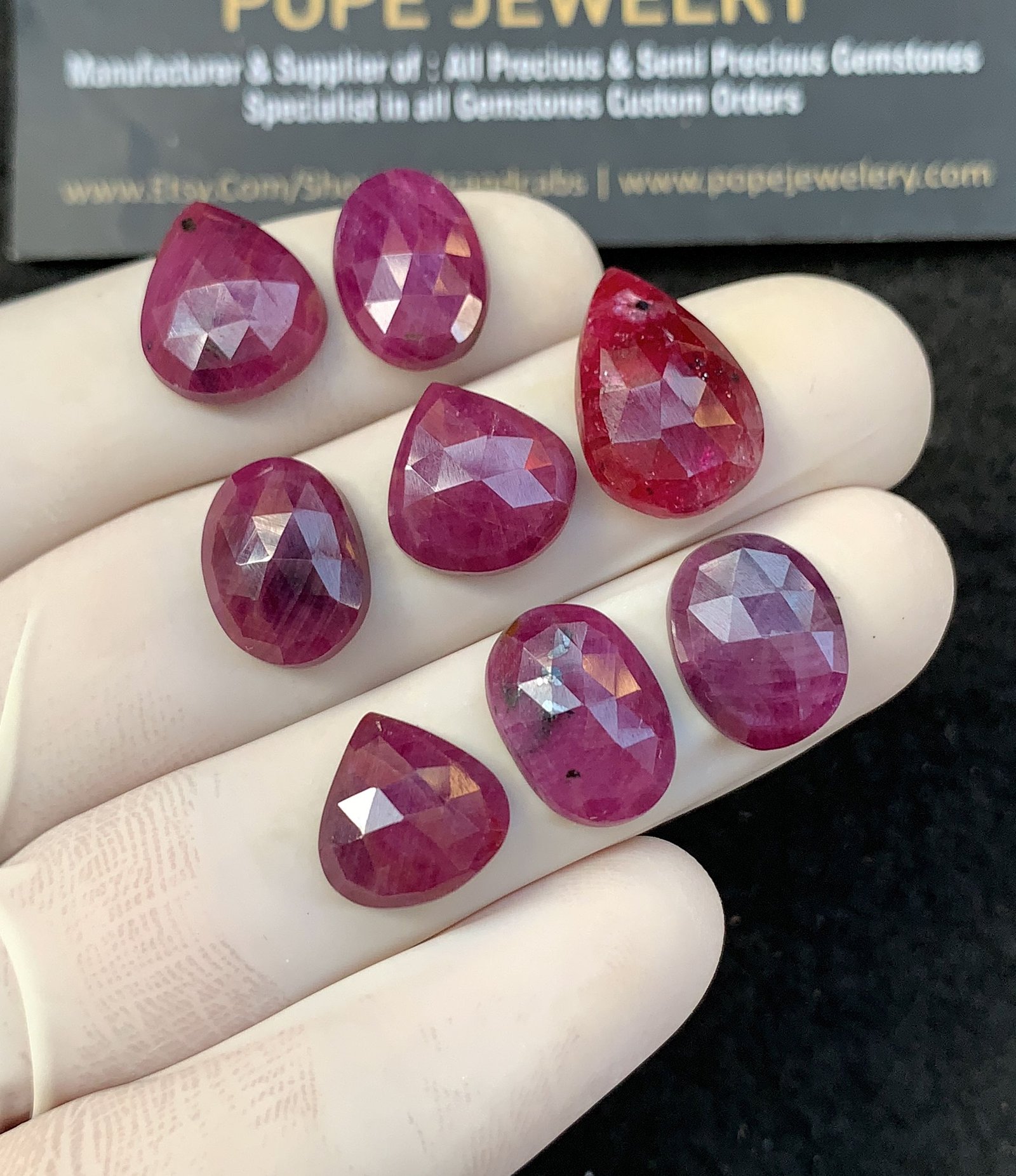 Natural Ruby Gemstone Rose Cut Mix Shape Cabochon High Quality Loose Gemstones For Jewelry Making 10-17 MM Size 8 Pcs V2576 - Image 2