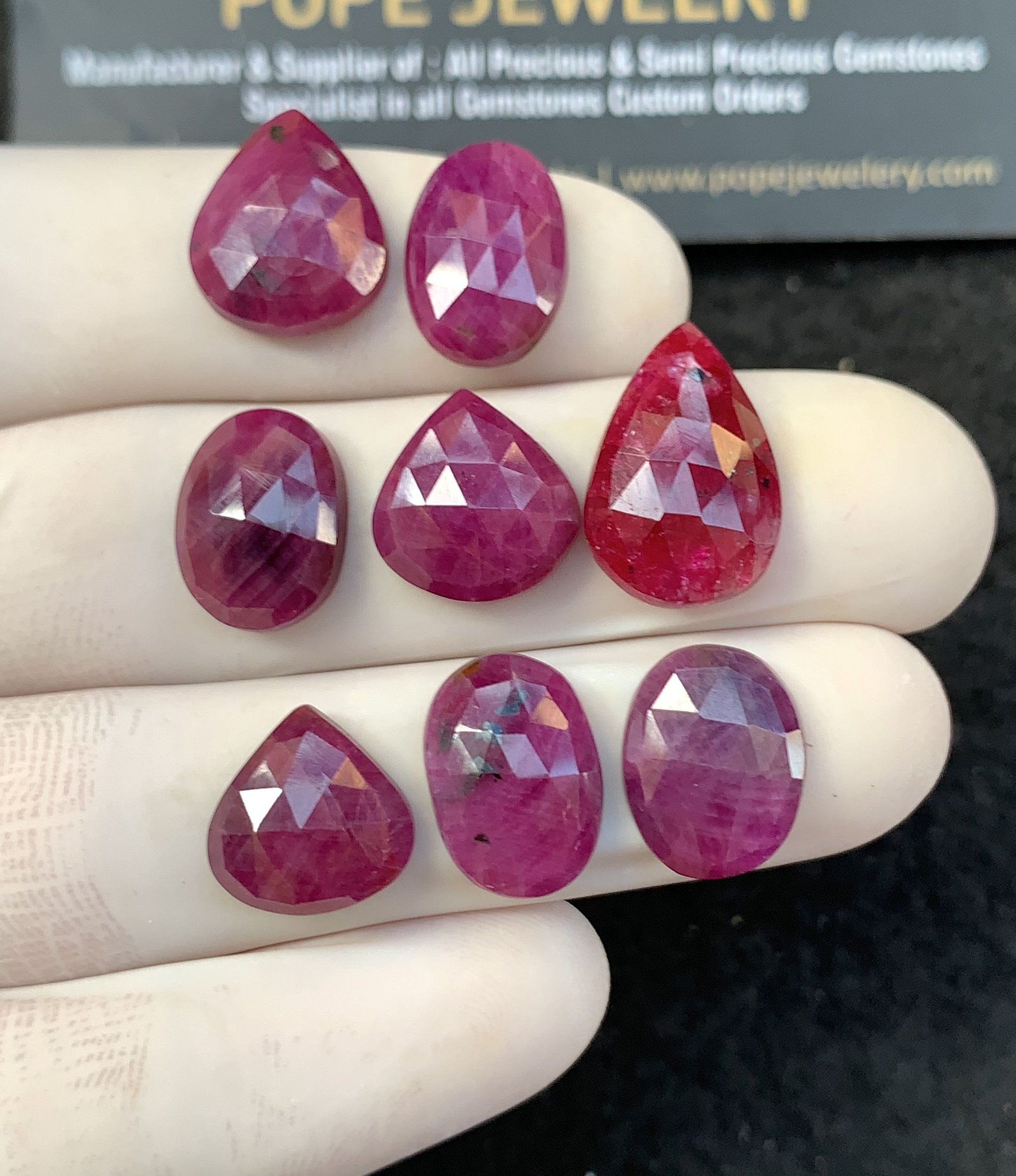 Natural Ruby Gemstone Rose Cut Mix Shape Cabochon High Quality Loose Gemstones For Jewelry Making 10-17 MM Size 8 Pcs V2576