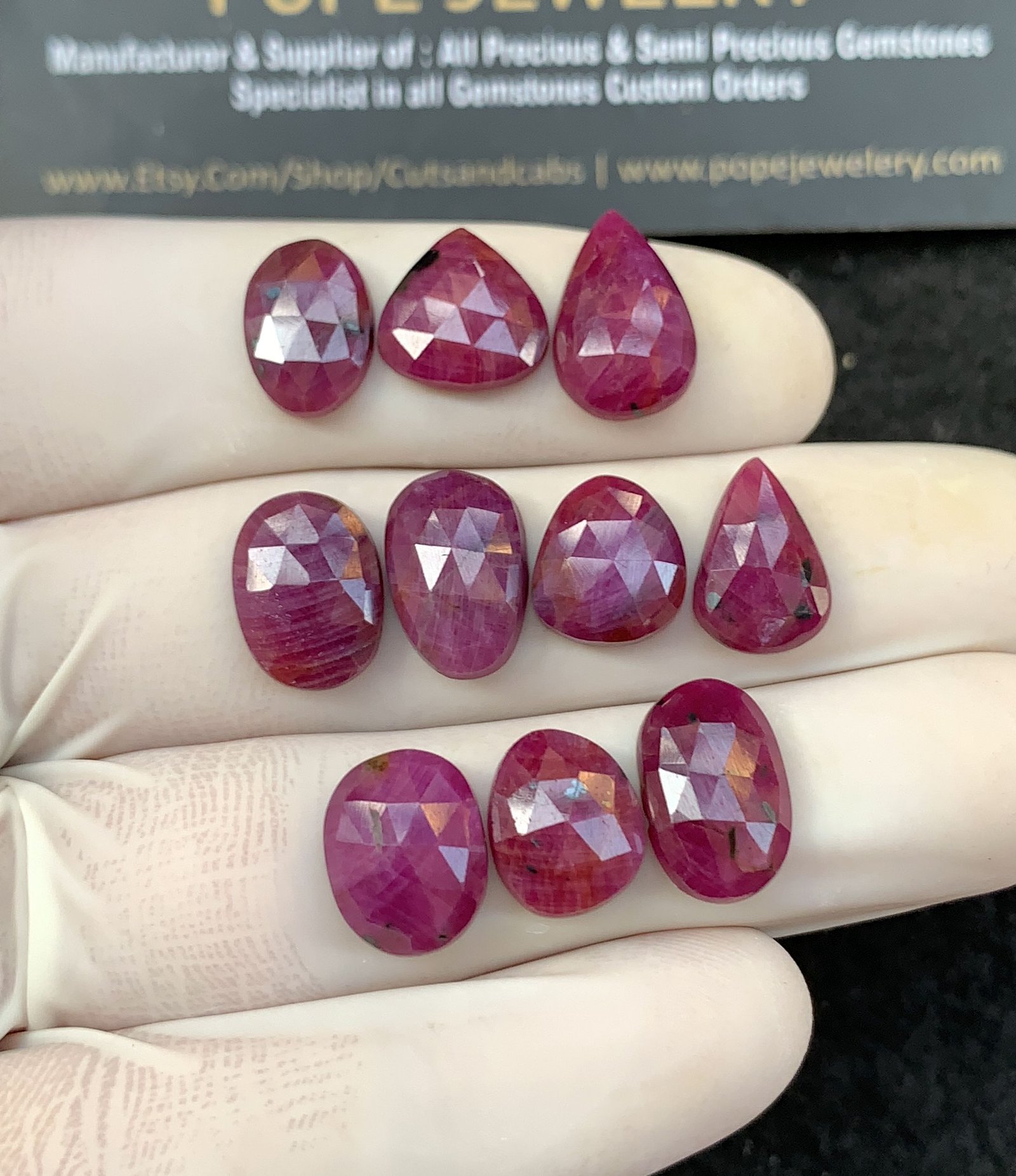 Natural Ruby Gemstone Rose Cut Mix Shape Cabochon High Quality Loose Gemstones For Jewelry Making 10-14 MM Size 10 Pcs V2578
