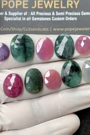 Natural Mix Sapphire Gemstone Rose Cut Mix Cabochon High Quality Loose Gemstones For Jewelry Making 10-16 MM Size 10 Pcs V2584