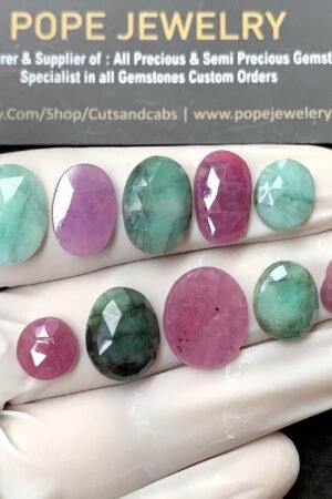 Natural Mix Sapphire Gemstone Rose Cut Mix Cabochon High Quality Loose Gemstones For Jewelry Making 9-16 MM Size 10 Pcs V2585