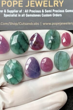 Natural Mix Sapphire Gemstone Rose Cut Mix Cabochon High Quality Loose Gemstones For Jewelry Making 10-18 MM Size 10 Pcs V2586