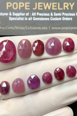 Natural Ruby Gemstone Rose Cut Mix Shape Cabochon High Quality Loose Gemstones For Jewelry Making 7-14 MM Size 12 Pcs V2592