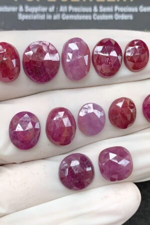 Natural Ruby Gemstone Rose Cut Mix Shape Cabochon High Quality Loose Gemstones For Jewelry Making 7-14 MM Size 12 Pcs V2593