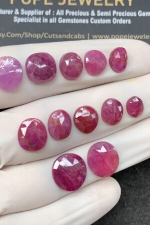 Natural Ruby Gemstone Rose Cut Mix Shape Cabochon High Quality Loose Gemstones For Jewelry Making 9-13 MM Size 12 Pcs V2595