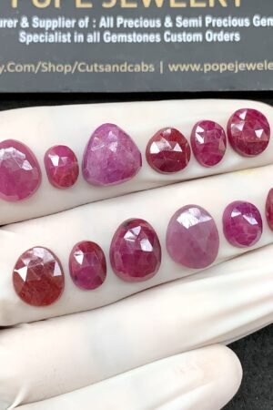 Natural Ruby Gemstone Rose Cut Mix Shape Cabochon High Quality Loose Gemstones For Jewelry Making 7-11 MM Size 12 Pcs V2596
